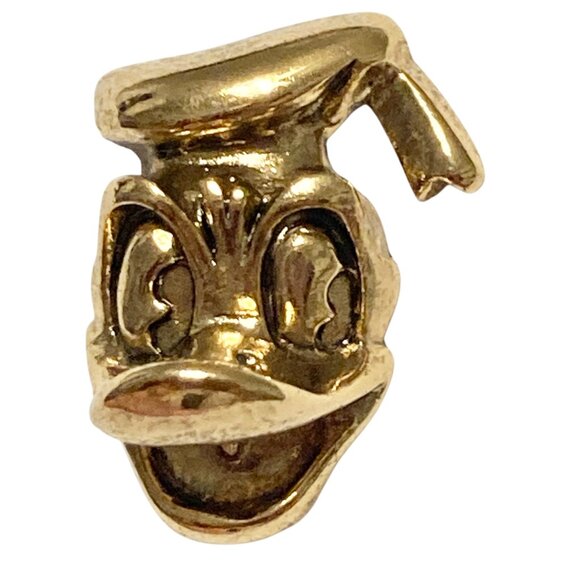 Vintage Disney Donald Duck Tie Tac Pin Lapel Gold Tone Brass 80s Signed 3D - Picture 1 of 9
